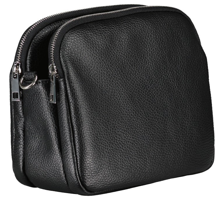 Umhängetasche mit drei Riemen Schwarz, Farbe: schwarz, Marke: Hausfelder Manufaktur, EAN: 4065646019539, Abmessungen in cm: 22.5x18.5x10.5, Bild 2 von 8