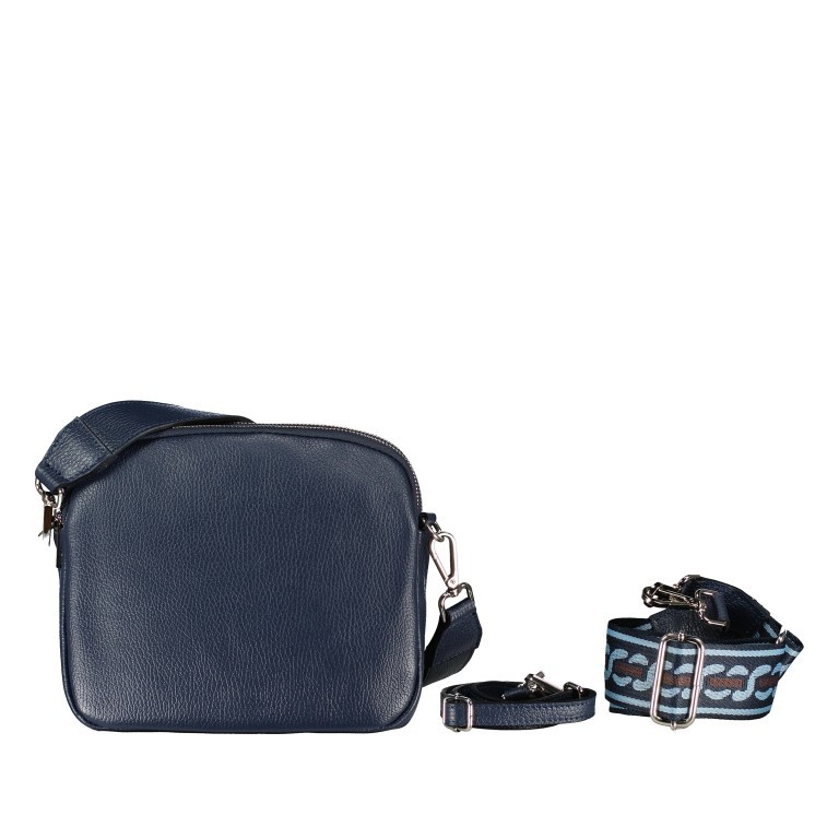 Umhängetasche mit drei Riemen Dunkelblau, Farbe: blau/petrol, Marke: Hausfelder Manufaktur, EAN: 4065646019546, Abmessungen in cm: 22.5x18.5x10.5, Bild 1 von 8