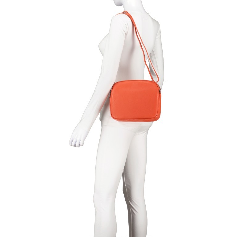 Umhängetasche mit drei Riemen Orange, Farbe: orange, Marke: Hausfelder Manufaktur, EAN: 4065646019560, Abmessungen in cm: 22.5x18.5x10.5, Bild 6 von 8