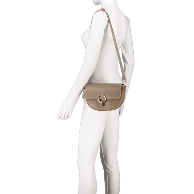 Satteltasche mit zwei Schulterriemen Taupe, Farbe: taupe/khaki, Marke: Hausfelder Manufaktur, EAN: 4065646019843, Abmessungen in cm: 24x16x8, Bild 4 von 6