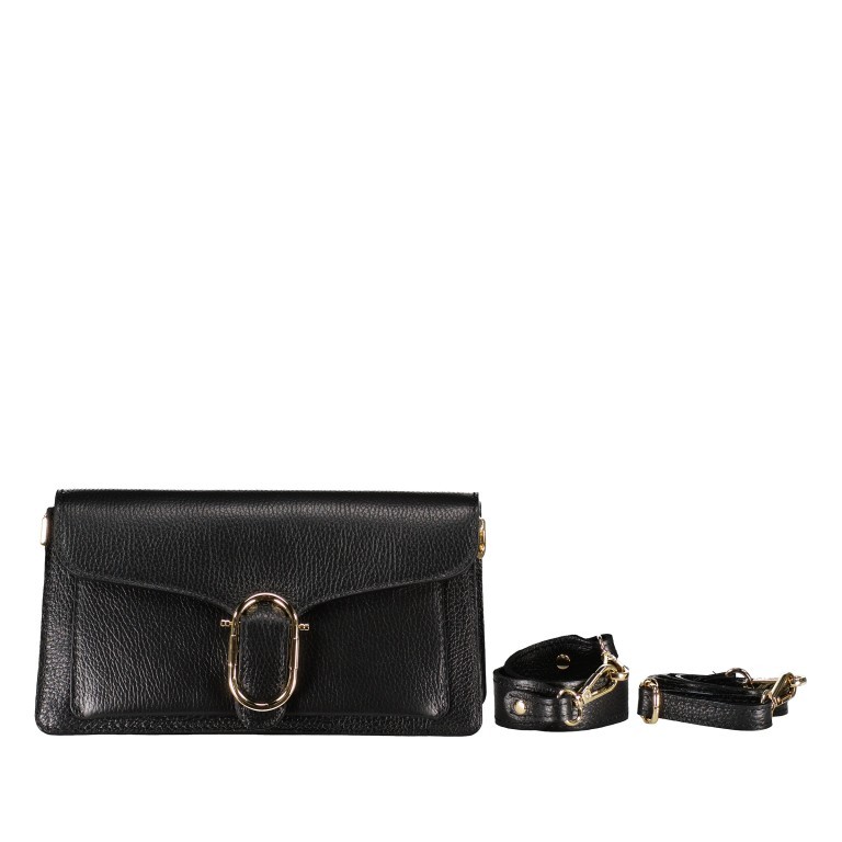Umhängetasche viergeteilt Schwarz, Farbe: schwarz, Marke: Hausfelder Manufaktur, EAN: 4065646019867, Abmessungen in cm: 26x14x8.5, Bild 1 von 8