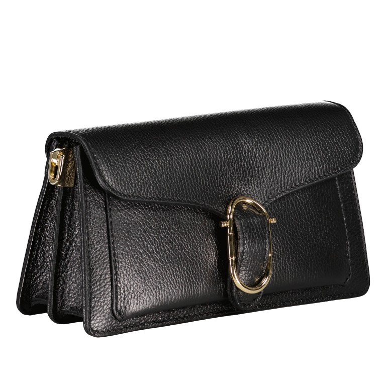 Umhängetasche viergeteilt Schwarz, Farbe: schwarz, Marke: Hausfelder Manufaktur, EAN: 4065646019867, Abmessungen in cm: 26x14x8.5, Bild 2 von 8
