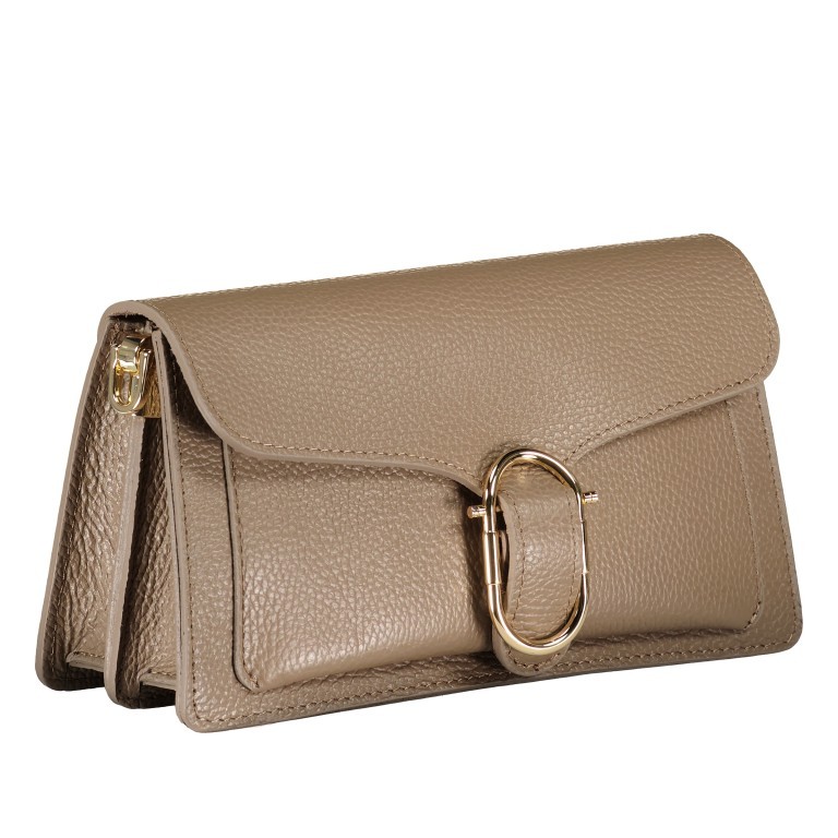 Umhängetasche viergeteilt Taupe, Farbe: taupe/khaki, Marke: Hausfelder Manufaktur, EAN: 4065646019881, Abmessungen in cm: 26x14x8.5, Bild 2 von 8