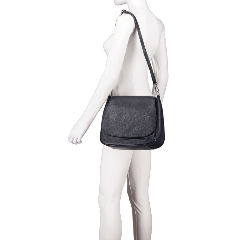 Satteltasche mit zwei Schulterriemen Dunkelblau, Farbe: blau/petrol, Marke: Hausfelder Manufaktur, EAN: 4065646019898, Abmessungen in cm: 29x26x11, Bild 5 von 7