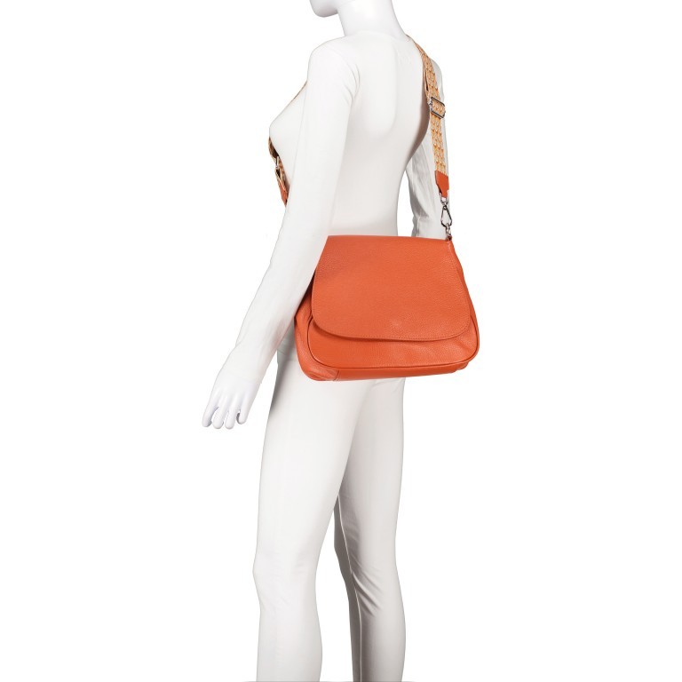 Satteltasche mit drei Riemen Orange, Farbe: orange, Marke: Hausfelder Manufaktur, EAN: 4065646019904, Abmessungen in cm: 30x24x10, Bild 6 von 7