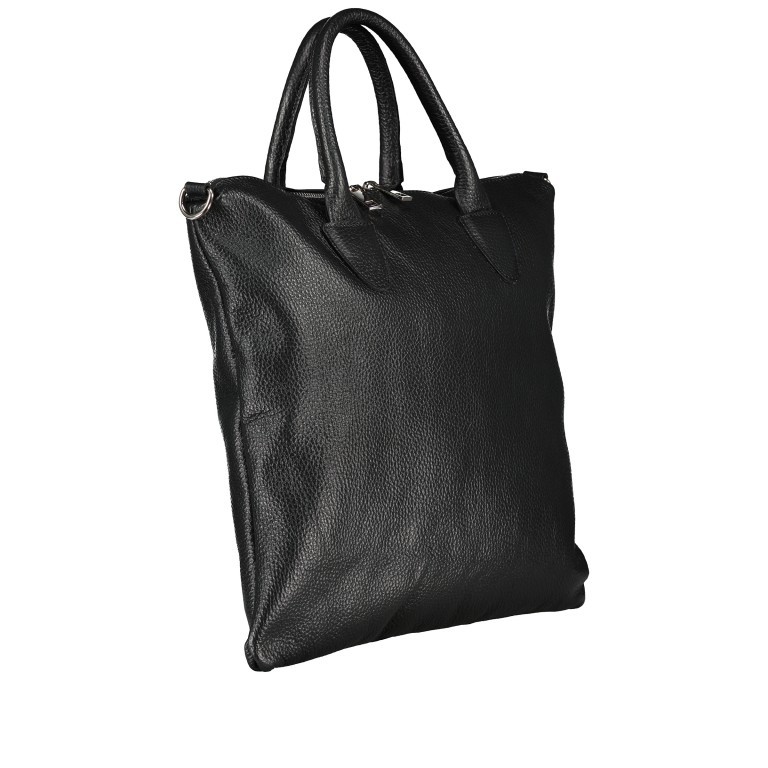 Handtasche mit zwei Schulterriemen Schwarz, Farbe: schwarz, Marke: Hausfelder Manufaktur, EAN: 4065646019942, Abmessungen in cm: 35x32x1.5, Bild 2 von 7