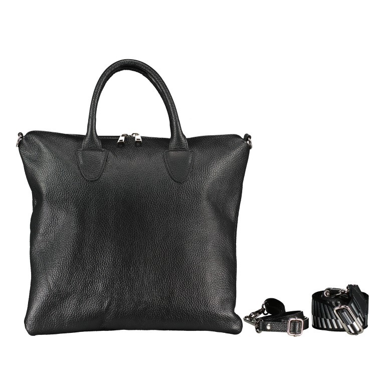 Handtasche mit zwei Schulterriemen Schwarz, Farbe: schwarz, Marke: Hausfelder Manufaktur, EAN: 4065646019942, Abmessungen in cm: 35x32x1.5, Bild 1 von 7