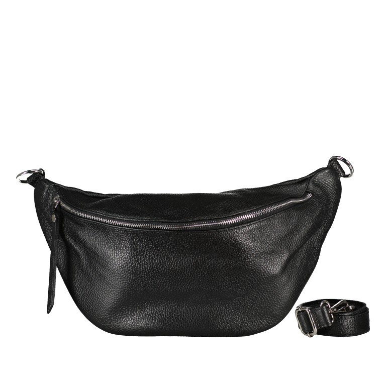 Gürteltasche Silberbeschlag Schwarz, Farbe: schwarz, Marke: Hausfelder Manufaktur, EAN: 4065646019959, Abmessungen in cm: 39x18x12.5, Bild 1 von 6