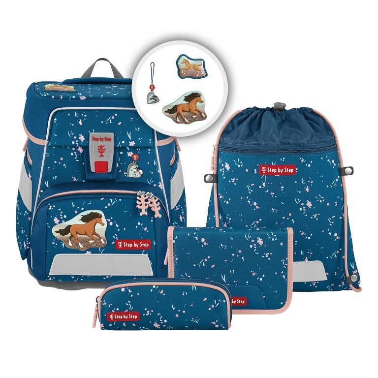 Schulranzen Space Set 5-teilig Wild Horse Ronja, Farbe: blau/petrol, Marke: Step by Step, EAN: 4047443503930, Abmessungen in cm: 28x37x20, Bild 1 von 7