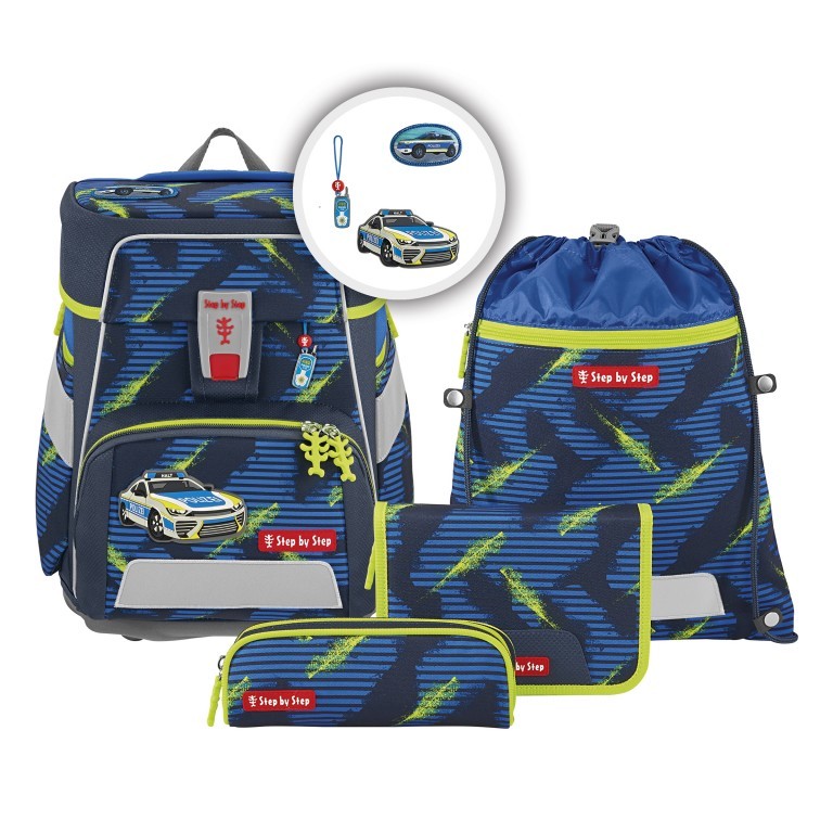 Schulranzen Space Set 5-teilig Police Car Cody, Farbe: blau/petrol, Marke: Step by Step, EAN: 4047443503893, Abmessungen in cm: 28x37x20, Bild 1 von 7