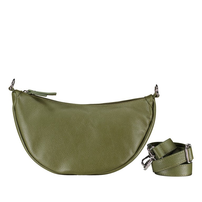 Beuteltasche Moonbag S Silberfittings Oliv, Farbe: grün/oliv, Marke: Hausfelder Manufaktur, EAN: 4065646020283, Abmessungen in cm: 30x18.5x10, Bild 1 von 6