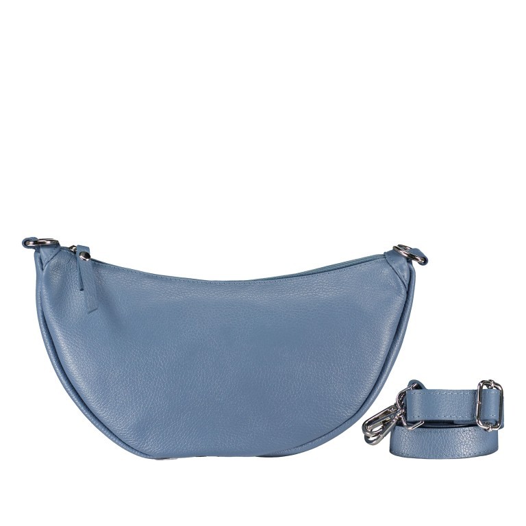 Beuteltasche Moonbag S Silberfittings Hellblau, Farbe: blau/petrol, Marke: Hausfelder Manufaktur, EAN: 4065646020290, Abmessungen in cm: 30x18.5x10, Bild 1 von 6