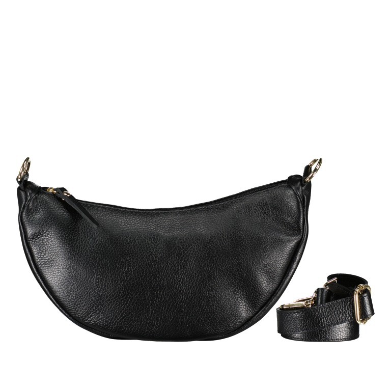 Beuteltasche Moonbag S Goldfittings Schwarz, Farbe: schwarz, Marke: Hausfelder Manufaktur, EAN: 4065646020351, Abmessungen in cm: 30x18.5x10, Bild 1 von 6