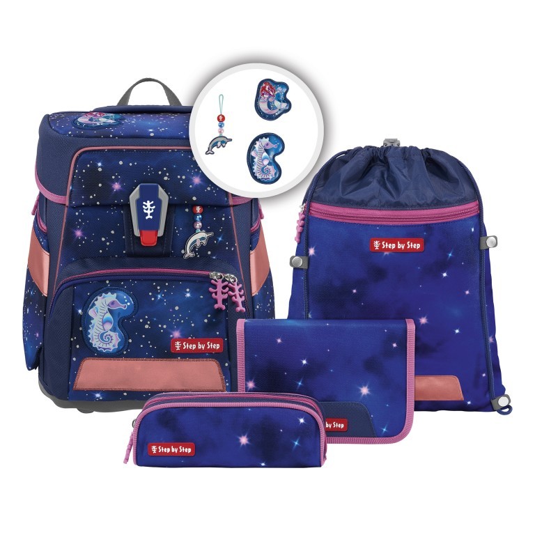 Schulranzen Space Reflect Special Edition Set 5-teilig Star Seahorse Zoe, Farbe: blau/petrol, Marke: Step by Step, EAN: 4047443504142, Abmessungen in cm: 38x37x20, Bild 1 von 14