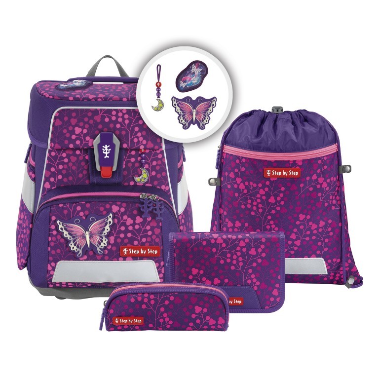 Schulranzen Space Shine Special Edition Set 5-teilig Butterfly Night Ina, Farbe: rosa/pink, Marke: Step by Step, EAN: 4047443504098, Abmessungen in cm: 38x37x20, Bild 1 von 15