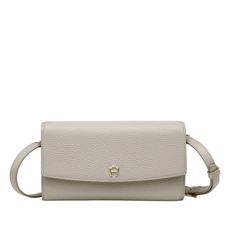 Umhängetasche / Clutch Wallet on Strap mit RFID-Schutz Pearl White, Farbe: beige, Marke: AIGNER, EAN: 4055539552588, Abmessungen in cm: 21.5x13x4, Bild 1 von 6