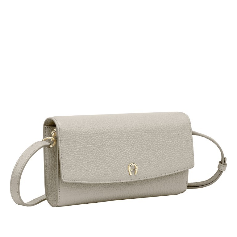 Umhängetasche / Clutch Wallet on Strap mit RFID-Schutz Pearl White, Farbe: beige, Marke: AIGNER, EAN: 4055539552588, Abmessungen in cm: 21.5x13x4, Bild 2 von 6