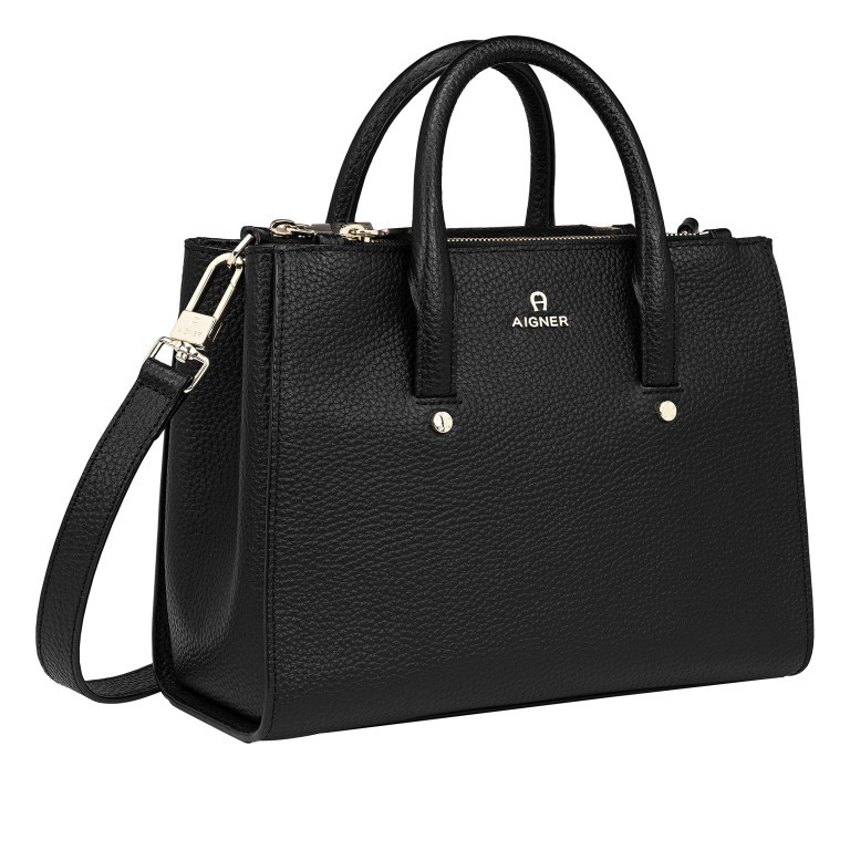 Handtasche Ivy M Black Gold, Farbe: schwarz, Marke: AIGNER, EAN: 4055539545962, Abmessungen in cm: 27x21x12, Bild 2 von 5