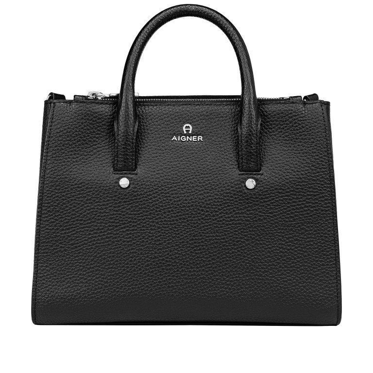 Handtasche Ivy M Black Silver, Farbe: schwarz, Marke: AIGNER, EAN: 4055539545979, Abmessungen in cm: 27x21x12, Bild 1 von 5