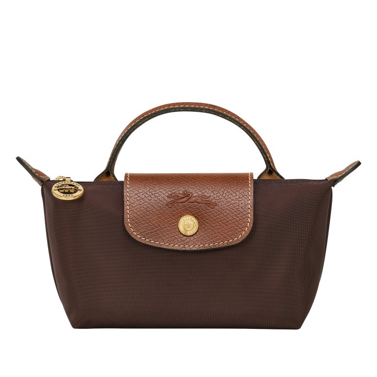 Kosmetiktasche Le Pliage Pochette Ebony, Farbe: braun, Marke: Longchamp, EAN: 3597922436880, Abmessungen in cm: 17x10x5.5, Bild 1 von 5