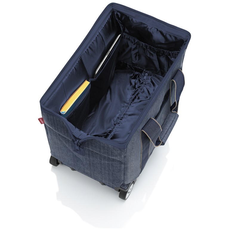 Rollenreisetasche Allrounder Trolley Herringbone Dark Blue, Farbe: blau/petrol, Marke: Reisenthel, EAN: 4012013737633, Abmessungen in cm: 49x41x30, Bild 5 von 6