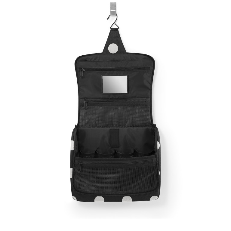 Kulturbeutel Toiletbag XL zum Aufhängen Dots White, Farbe: schwarz, Marke: Reisenthel, EAN: 4012013735622, Abmessungen in cm: 28x25x10, Bild 2 von 3