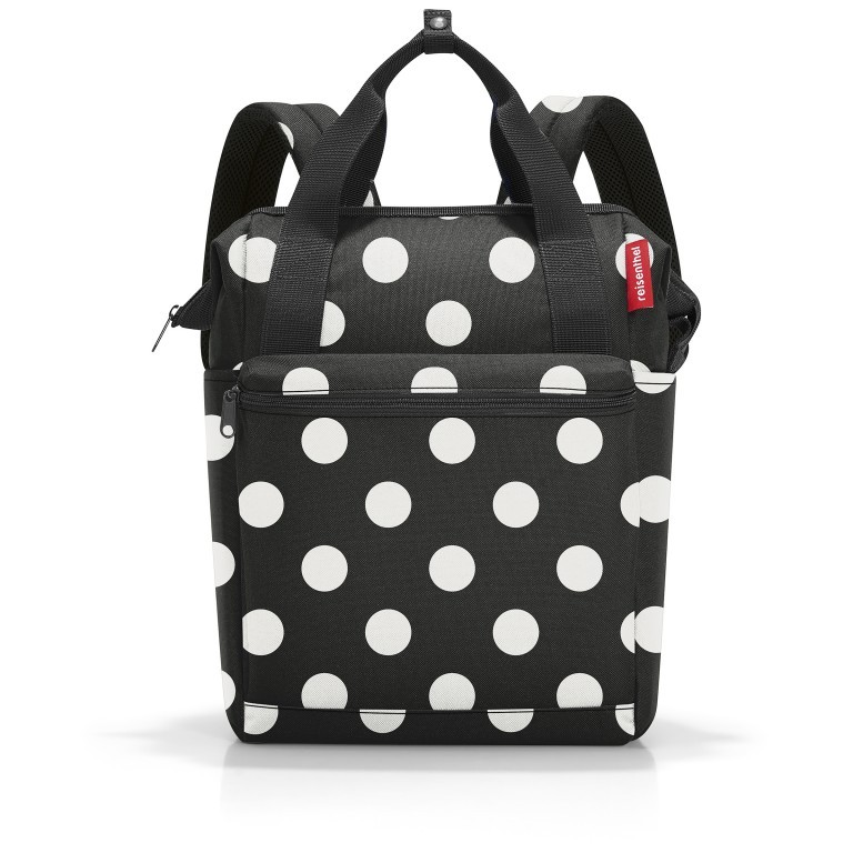 Rucksack Allrounder R Dots White, Farbe: schwarz, Marke: Reisenthel, EAN: 4012013735639, Abmessungen in cm: 31x39x17, Bild 1 von 4