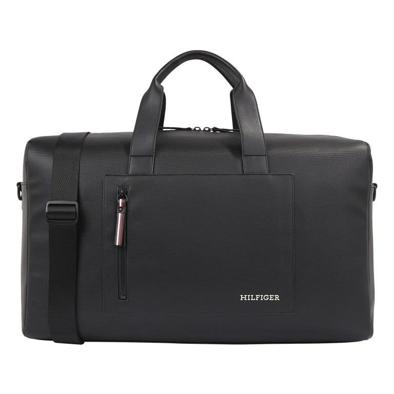 Reisetasche Duffle mit Piqué-Struktur Black, Farbe: schwarz, Marke: Tommy Hilfiger, EAN: 8720646513000, Abmessungen in cm: 50x30x23, Bild 1 von 4