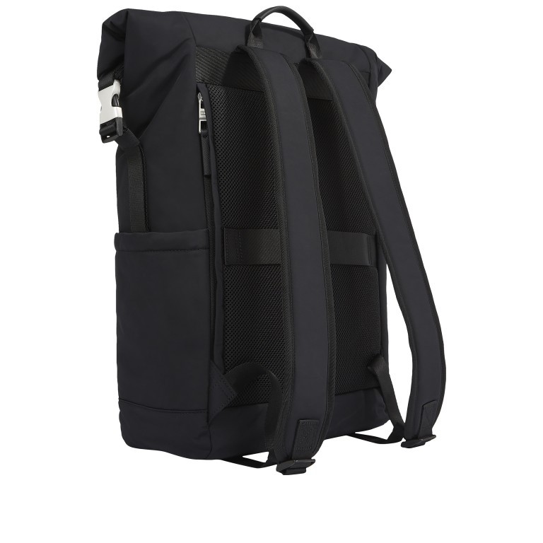 Rucksack Signature Rolltop Backpack mit Laptopfach 15 Zoll Black, Farbe: schwarz, Marke: Tommy Hilfiger, EAN: 8720646503964, Abmessungen in cm: 28x52x13, Bild 2 von 4