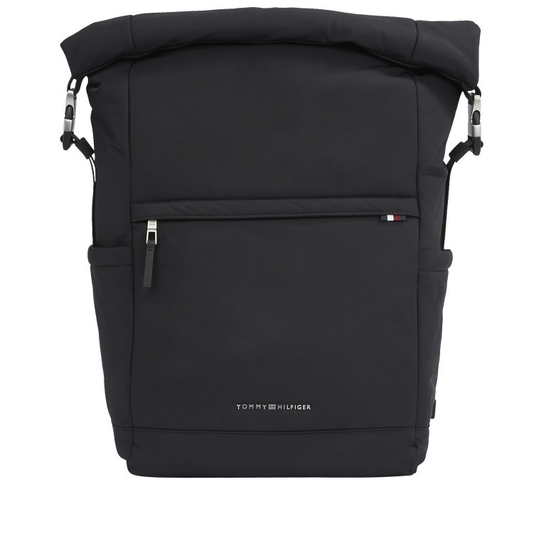 Rucksack Signature Rolltop Backpack mit Laptopfach 15 Zoll Black, Farbe: schwarz, Marke: Tommy Hilfiger, EAN: 8720646503964, Abmessungen in cm: 28x52x13, Bild 1 von 4