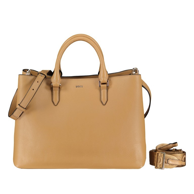 Handtasche Alyce Business Shopper mit zwei Schulterriemen Medium Beige, Farbe: cognac, Marke: BOSS, EAN: 4063541879906, Abmessungen in cm: 37x28x19.5, Bild 1 von 7