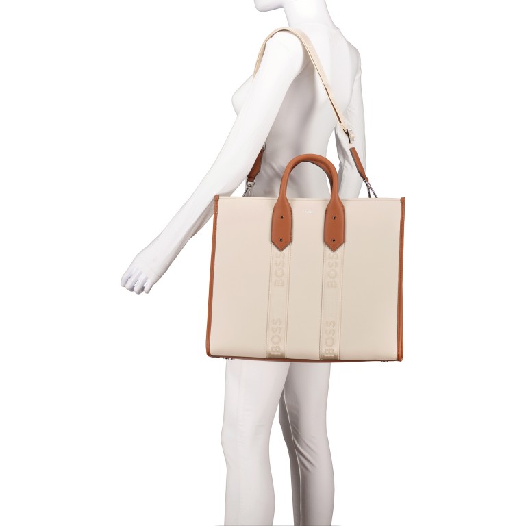 Handtasche Sandy Tote W. Open White, Farbe: beige, Marke: BOSS, EAN: 4063541103087, Abmessungen in cm: 42x35.5x16.5, Bild 5 von 7
