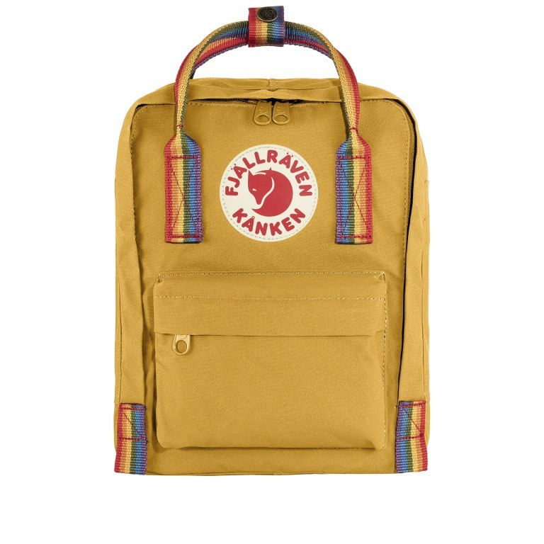 Rucksack Kånken Mini Ochre Rainbow Pattern, Farbe: gelb, Marke: Fjällräven, EAN: 7323451018077, Abmessungen in cm: 20x29x13, Bild 1 von 13