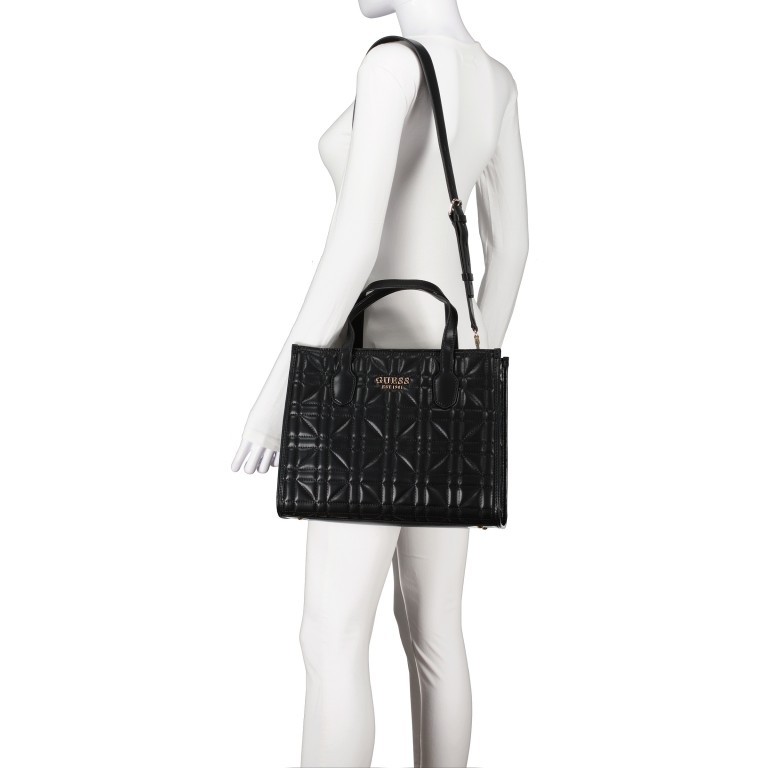 Handtasche Silvana Black, Farbe: schwarz, Marke: Guess, EAN: 0190231845324, Abmessungen in cm: 33.5x25.5x13, Bild 6 von 9