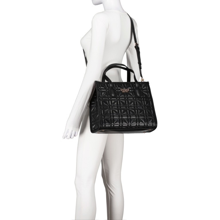 Handtasche Silvana Black, Farbe: schwarz, Marke: Guess, EAN: 0190231845324, Abmessungen in cm: 33.5x25.5x13, Bild 7 von 9