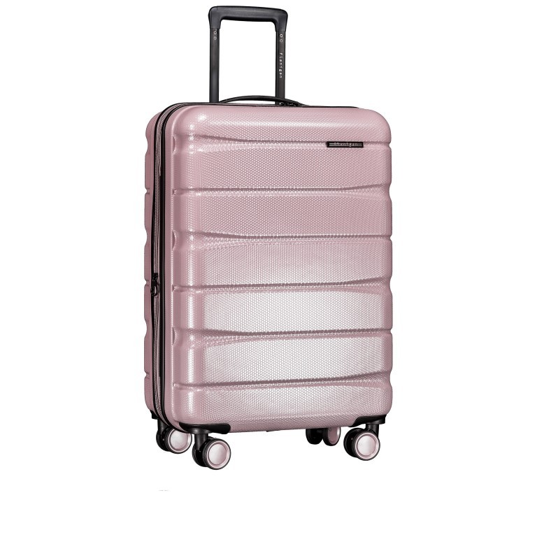 Koffer FLA13 erweiterbar Größe M Shiny Rose, Farbe: rosa/pink, Marke: Flanigan, EAN: 4066727001504, Abmessungen in cm: 44.5x66x28, Bild 2 von 9