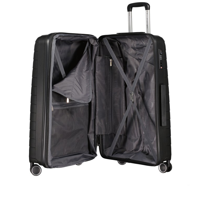 Koffer erweiterbar Größe M Black, Farbe: schwarz, Marke: Flanigan, EAN: 4066727003393, Abmessungen in cm: 45x69x25, Bild 8 von 10
