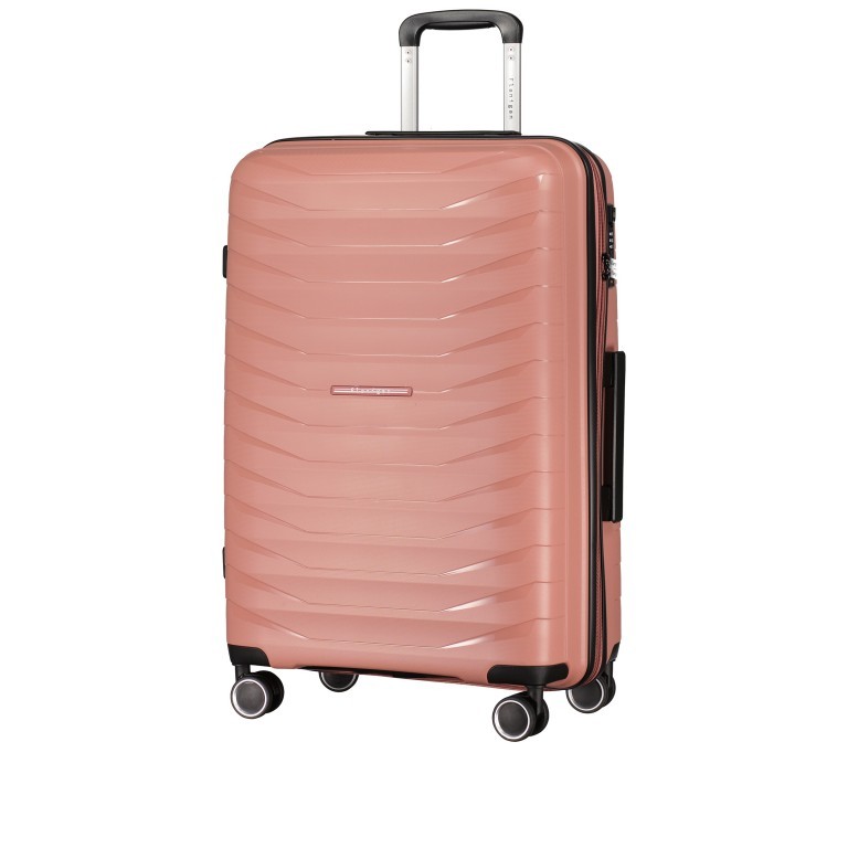 Koffer erweiterbar Größe M Rosegold, Farbe: rosa/pink, Marke: Flanigan, EAN: 4066727003454, Abmessungen in cm: 45x69x25, Bild 2 von 10