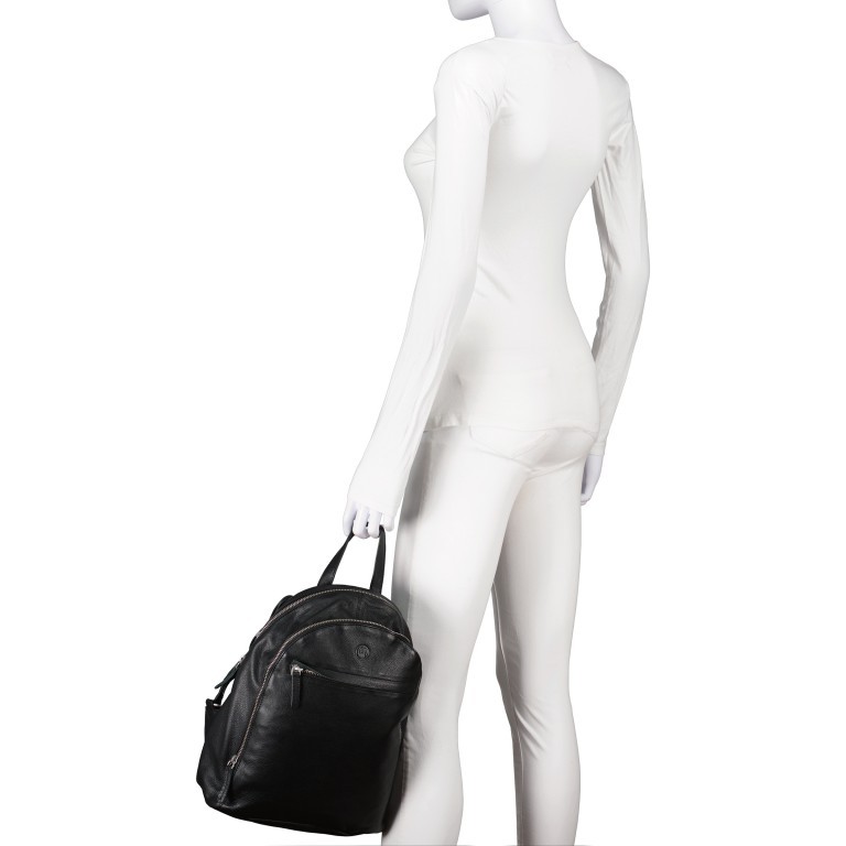Rucksack Nappa Black, Farbe: schwarz, Marke: Hausfelder Manufaktur, EAN: 4065646018747, Abmessungen in cm: 26.5x35x10, Bild 4 von 6