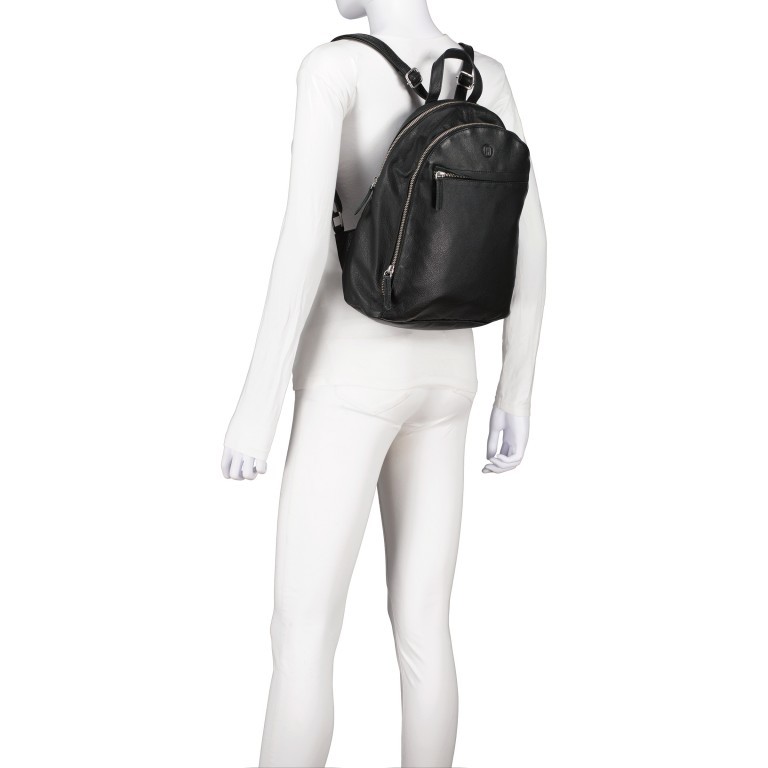 Rucksack Nappa Black, Farbe: schwarz, Marke: Hausfelder Manufaktur, EAN: 4065646018747, Abmessungen in cm: 26.5x35x10, Bild 5 von 6