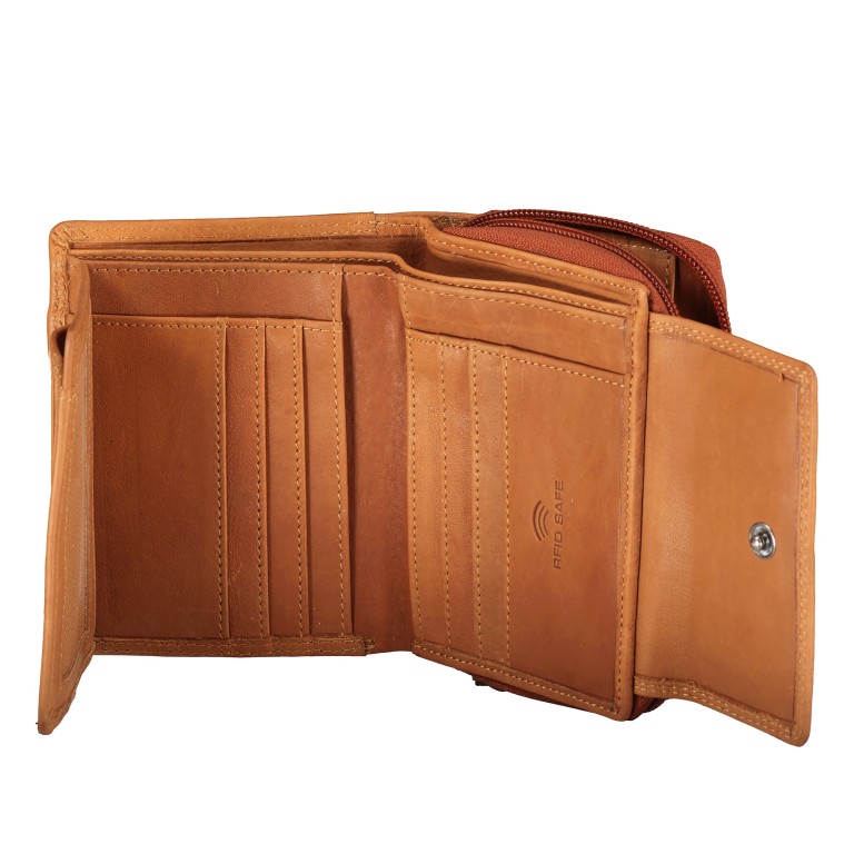 Geldbörse Kanada mit RFID-Schutz Cognac, Farbe: cognac, Marke: Blackbeat, EAN: 4066727004833, Abmessungen in cm: 12.7x9.5x3.5, Bild 4 von 5