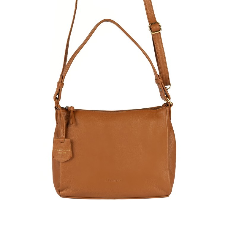Umhängetasche Finja Shoulderbag Cognac, Farbe: cognac, Marke: Flanigan, EAN: 4066727005014, Abmessungen in cm: 24.5x22x9, Bild 9 von 9