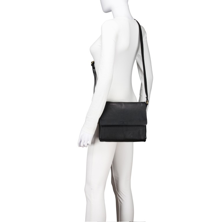 Umhängetasche Finja Satchelbag Black, Farbe: schwarz, Marke: Flanigan, EAN: 4066727005021, Abmessungen in cm: 24.5x21.5x6.5, Bild 5 von 9