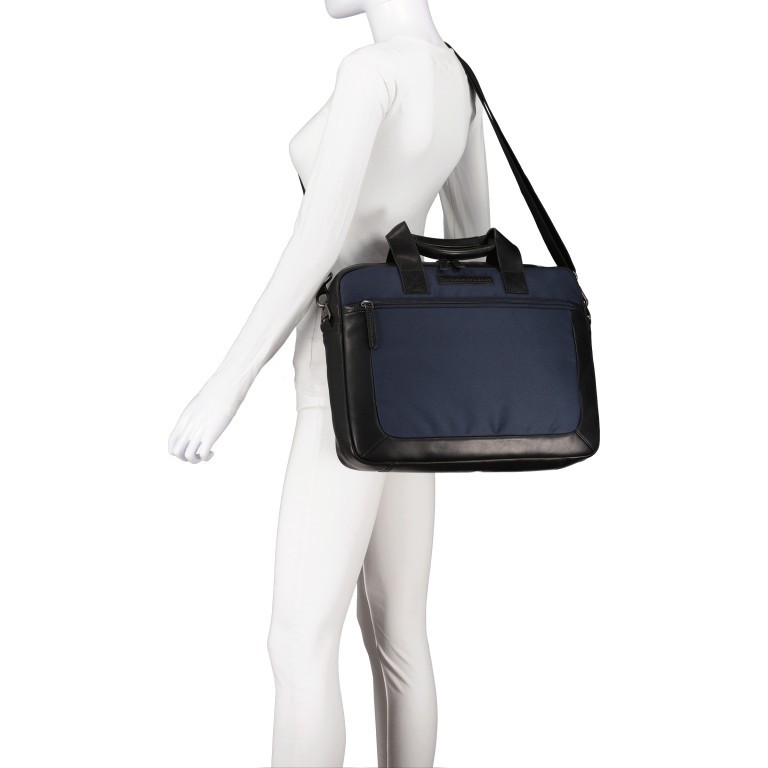 Aktentasche Nylon & Wax Pull Up Narvik Navy, Farbe: blau/petrol, Marke: The Chesterfield Brand, EAN: 8719241107912, Abmessungen in cm: 40x31x8, Bild 6 von 9