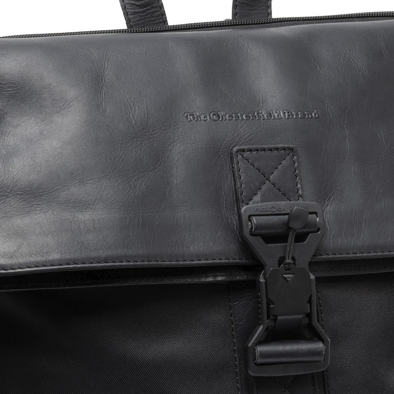 Rucksack Nylon & Wax Pull Up Trondheim Black, Farbe: schwarz, Marke: The Chesterfield Brand, EAN: 8719241107769, Abmessungen in cm: 34x41x15, Bild 8 von 8