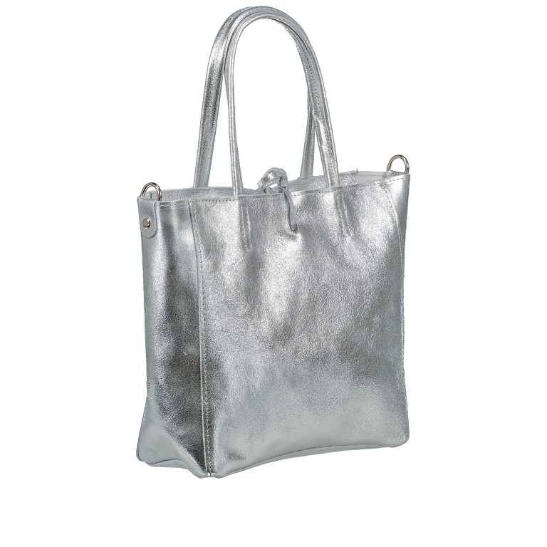 Handtasche Metallic Silber, Farbe: metallic, Marke: Hausfelder Manufaktur, EAN: 4065646020931, Abmessungen in cm: 23.5x23x8, Bild 2 von 7