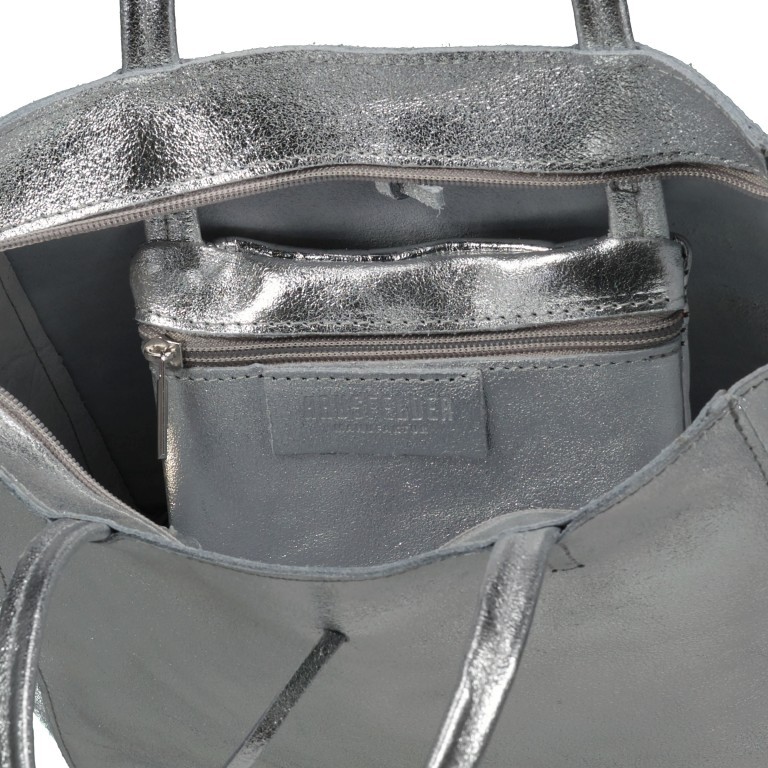 Handtasche Metallic Silber, Farbe: metallic, Marke: Hausfelder Manufaktur, EAN: 4065646020931, Abmessungen in cm: 23.5x23x8, Bild 7 von 7