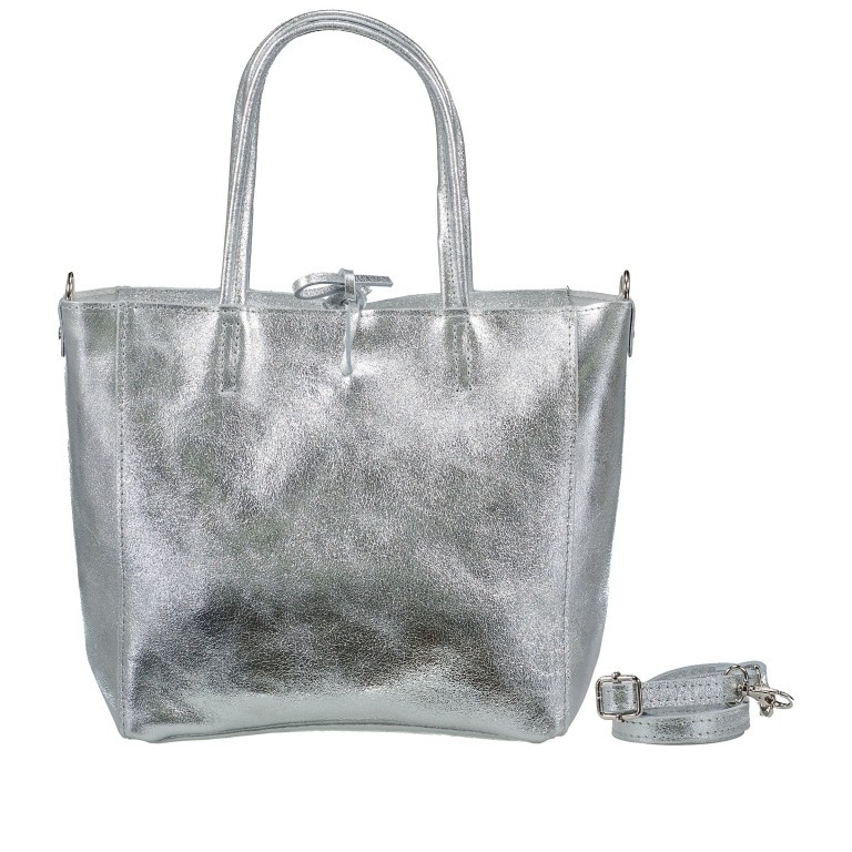 Handtasche Metallic Silber, Farbe: metallic, Marke: Hausfelder Manufaktur, EAN: 4065646020931, Abmessungen in cm: 23.5x23x8, Bild 1 von 7
