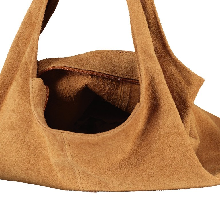 Beuteltasche Velours Cognac, Farbe: cognac, Marke: Hausfelder Manufaktur, EAN: 4065646021143, Abmessungen in cm: 33x33x17.5, Bild 5 von 5
