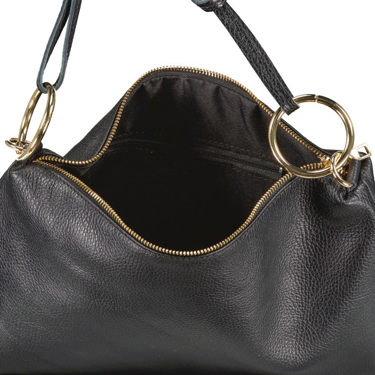 Umhängetasche Dollaro mit Goldfittings Schwarz, Farbe: schwarz, Marke: Hausfelder Manufaktur, EAN: 4065646021228, Abmessungen in cm: 35x25x1, Bild 8 von 8